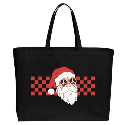 Retro Groovy Santa Claus Christmas Cotton Canvas Jumbo Tote