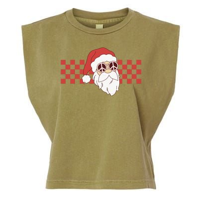 Retro Groovy Santa Claus Christmas Garment-Dyed Women's Muscle Tee