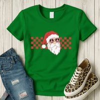 Retro Groovy Santa Claus Christmas Womens T-Shirt