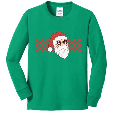 Retro Groovy Santa Claus Christmas Kids Long Sleeve Shirt