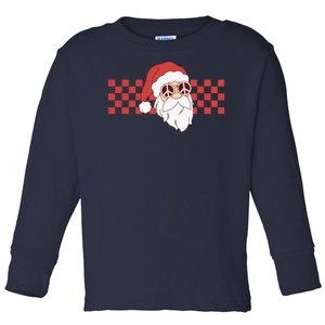 Retro Groovy Santa Claus Christmas Toddler Long Sleeve Shirt