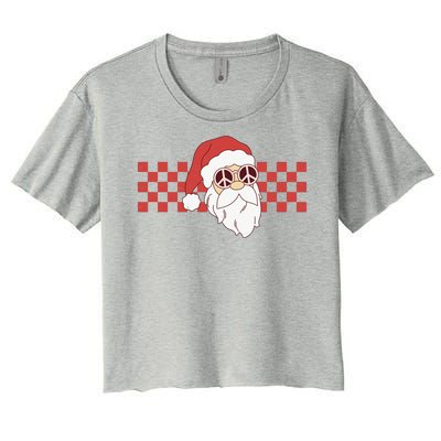 Retro Groovy Santa Claus Christmas Women's Crop Top Tee