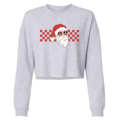 Retro Groovy Santa Claus Christmas Cropped Pullover Crew