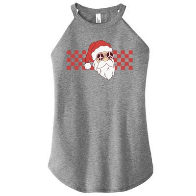 Retro Groovy Santa Claus Christmas Women's Perfect Tri Rocker Tank