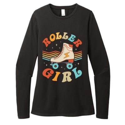 Roller Girl Skater Skating Retro Vintage 70s 80s Skates Womens CVC Long Sleeve Shirt