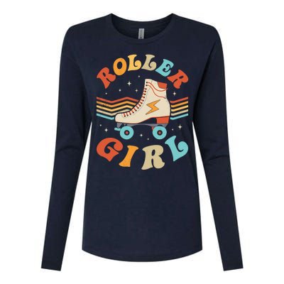 Roller Girl Skater Skating Retro Vintage 70s 80s Skates Womens Cotton Relaxed Long Sleeve T-Shirt