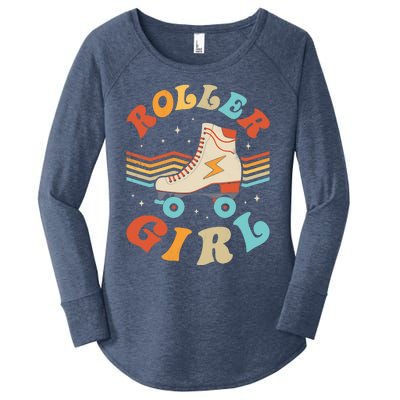 Roller Girl Skater Skating Retro Vintage 70s 80s Skates Women's Perfect Tri Tunic Long Sleeve Shirt