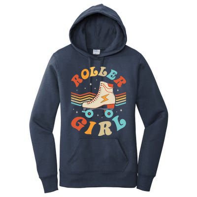 Roller Girl Skater Skating Retro Vintage 70s 80s Skates Women's Pullover Hoodie