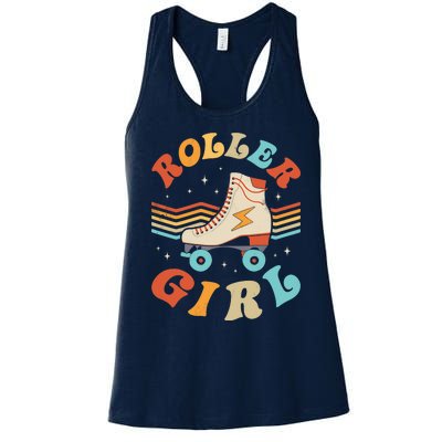 Roller Girl Skater Skating Retro Vintage 70s 80s Skates Women's Racerback Tank