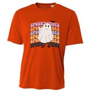 Retro Groovy Spooky Vibes Boo Ghost Halloween Costume Cool Gift Cooling Performance Crew T-Shirt