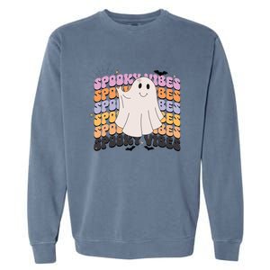 Retro Groovy Spooky Vibes Boo Ghost Halloween Costume Cool Gift Garment-Dyed Sweatshirt