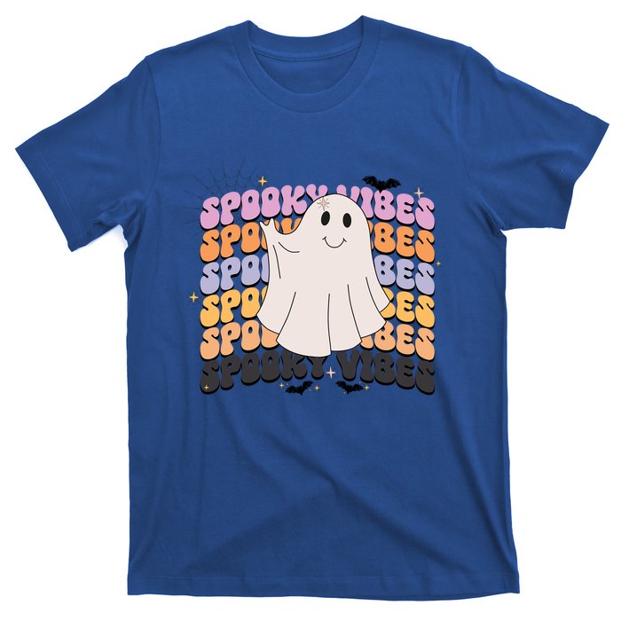 Retro Groovy Spooky Vibes Boo Ghost Halloween Costume Cool Gift T-Shirt