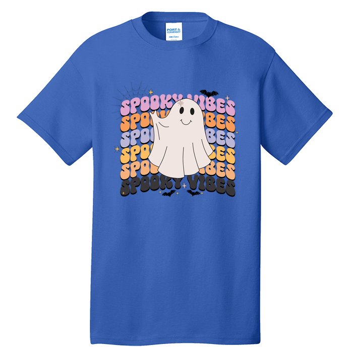 Retro Groovy Spooky Vibes Boo Ghost Halloween Costume Cool Gift Tall T-Shirt