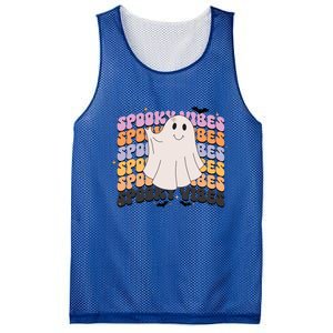 Retro Groovy Spooky Vibes Boo Ghost Halloween Costume Cool Gift Mesh Reversible Basketball Jersey Tank