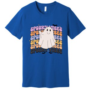 Retro Groovy Spooky Vibes Boo Ghost Halloween Costume Cool Gift Premium T-Shirt