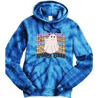 Retro Groovy Spooky Vibes Boo Ghost Halloween Costume Cool Gift Tie Dye Hoodie