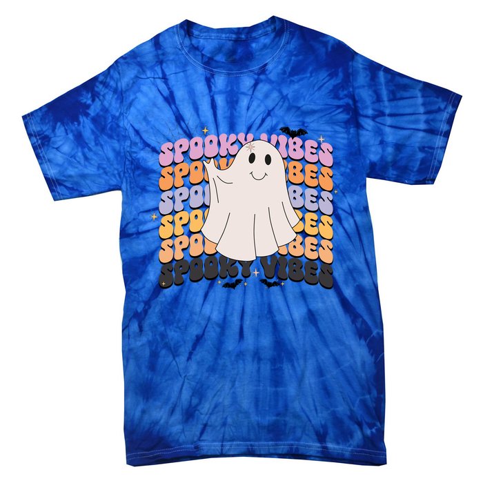 Retro Groovy Spooky Vibes Boo Ghost Halloween Costume Cool Gift Tie-Dye T-Shirt