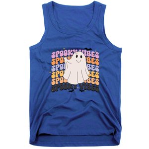 Retro Groovy Spooky Vibes Boo Ghost Halloween Costume Cool Gift Tank Top