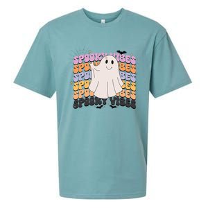 Retro Groovy Spooky Vibes Boo Ghost Halloween Costume Cool Gift Sueded Cloud Jersey T-Shirt