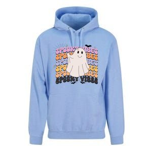 Retro Groovy Spooky Vibes Boo Ghost Halloween Costume Cool Gift Unisex Surf Hoodie