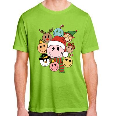 Retro Groovy Santa Smile Face Elf Snow Christmas Trendy Gift Adult ChromaSoft Performance T-Shirt