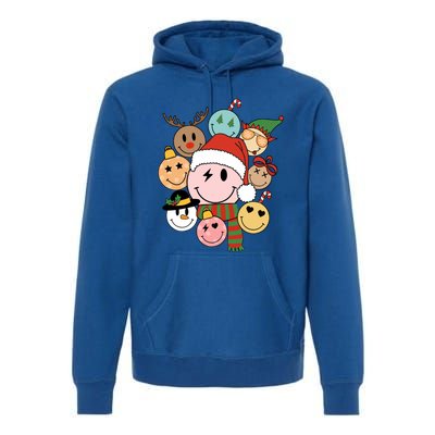 Retro Groovy Santa Smile Face Elf Snow Christmas Trendy Gift Premium Hoodie