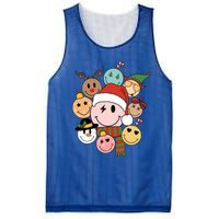 Retro Groovy Santa Smile Face Elf Snow Christmas Trendy Gift Mesh Reversible Basketball Jersey Tank