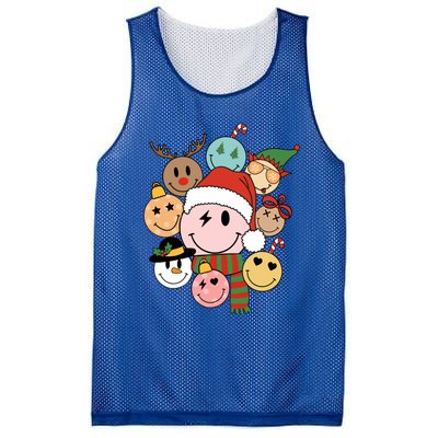 Retro Groovy Santa Smile Face Elf Snow Christmas Trendy Gift Mesh Reversible Basketball Jersey Tank