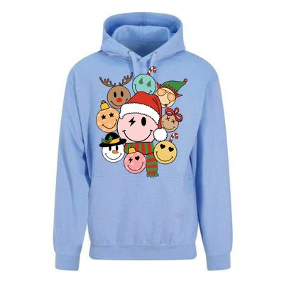 Retro Groovy Santa Smile Face Elf Snow Christmas Trendy Gift Unisex Surf Hoodie