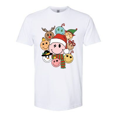 Retro Groovy Santa Smile Face Elf Snow Christmas Trendy Gift Softstyle CVC T-Shirt