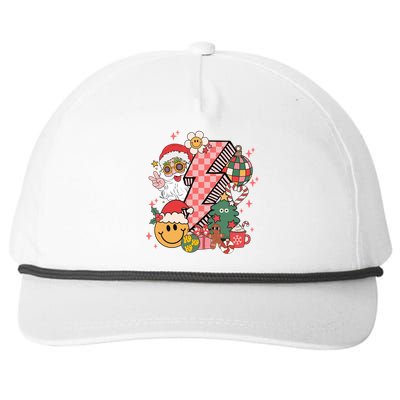 Retro Groovy Smile Face Santa Head Christmas Cute Gift Snapback Five-Panel Rope Hat