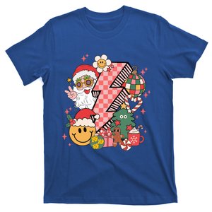 Retro Groovy Smile Face Santa Head Christmas Cute Gift T-Shirt