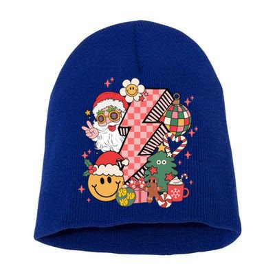 Retro Groovy Smile Face Santa Head Christmas Cute Gift Short Acrylic Beanie