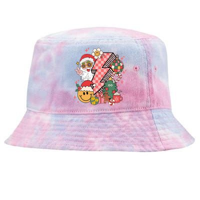 Retro Groovy Smile Face Santa Head Christmas Cute Gift Tie-Dyed Bucket Hat