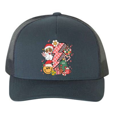 Retro Groovy Smile Face Santa Head Christmas Cute Gift Yupoong Adult 5-Panel Trucker Hat