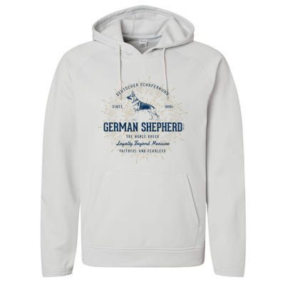 Retro German Shepherd Vintage Performance Fleece Hoodie