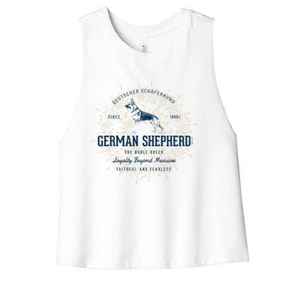 Retro German Shepherd Vintage Women's Racerback Cropped Tank