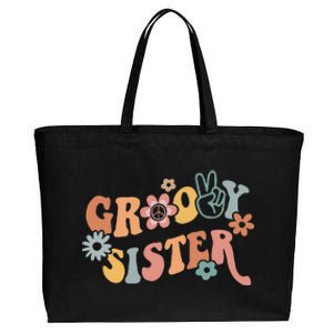 Retro Groovy Sister Matching Family 1st Birthday Party Cotton Canvas Jumbo Tote