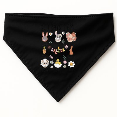 Retro God Says I Am Christian Jesus Happy Easter Day Bunny USA-Made Doggie Bandana