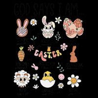 Retro God Says I Am Christian Jesus Happy Easter Day Bunny Drawstring Bag