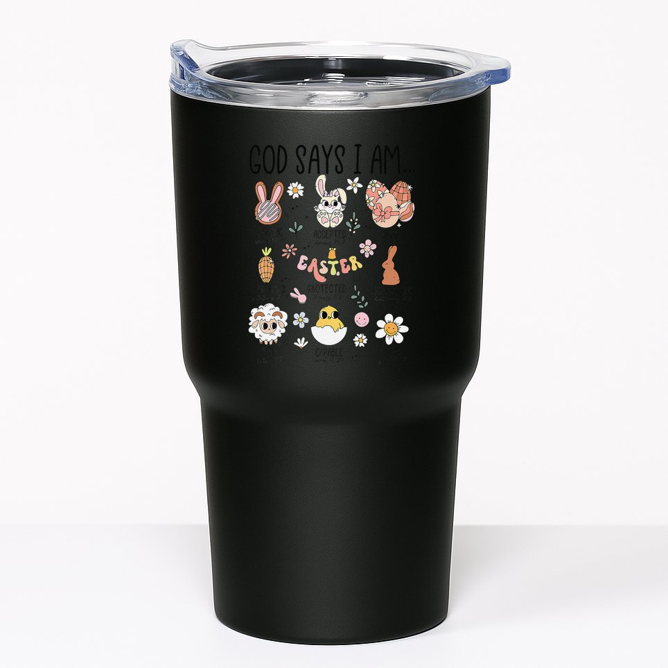 Retro God Says I Am Christian Jesus Happy Easter Day Bunny Tumbler