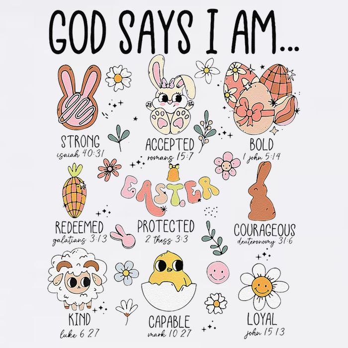 Retro God Says I Am Christian Jesus Happy Easter Day Bunny Garment-Dyed Sweatshirt