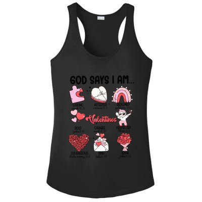 Retro God Says I Am Christian Valentines Day Self Love Gift Ladies PosiCharge Competitor Racerback Tank