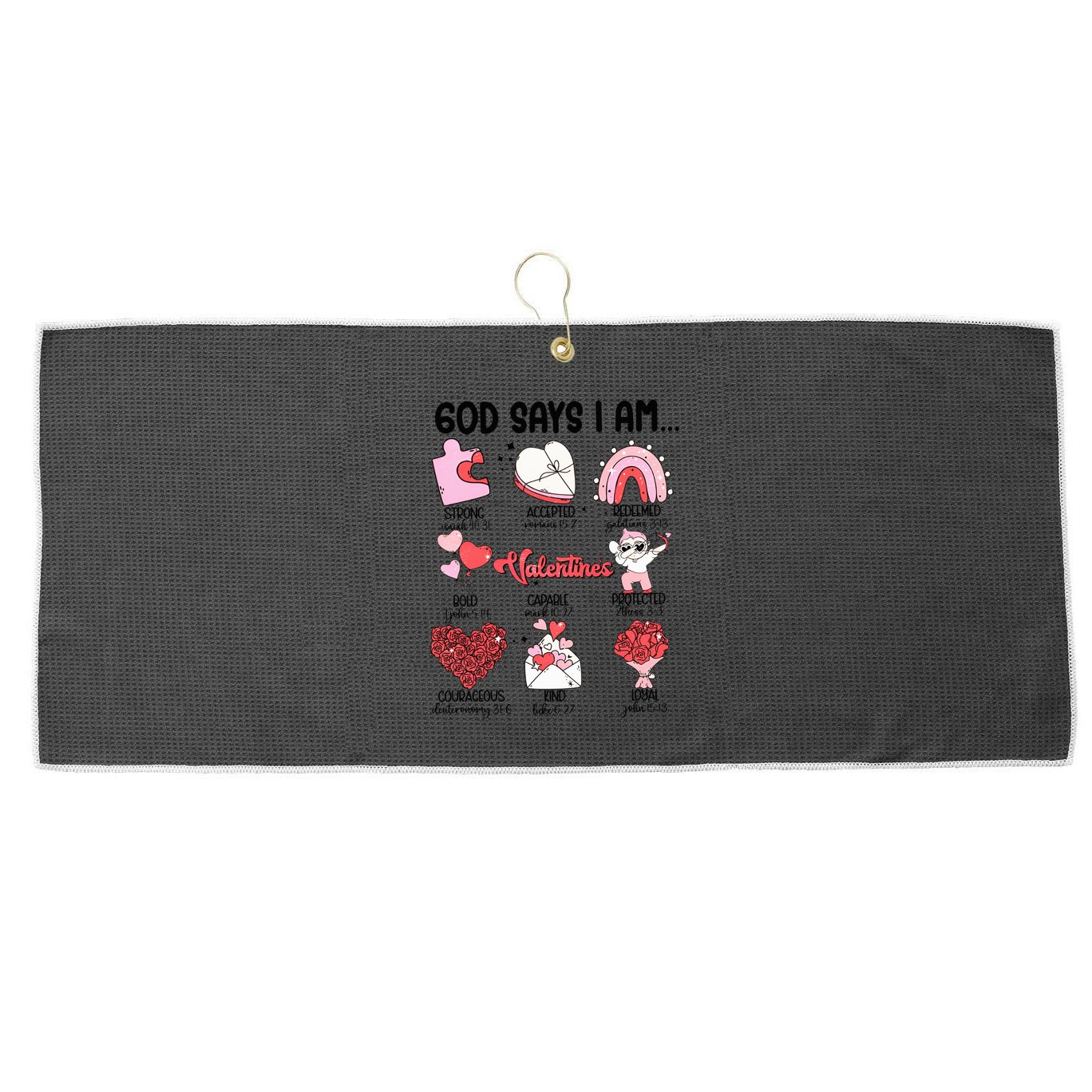 Retro God Says I Am Christian Valentines Day Self Love Gift Large Microfiber Waffle Golf Towel