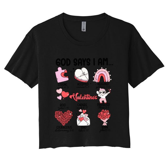 Retro God Says I Am Christian Valentines Day Self Love Gift Crop Top