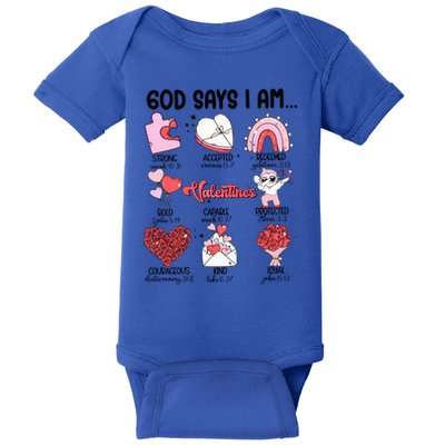 Retro God Says I Am Christian Valentines Day Self Love Gift Baby Bodysuit