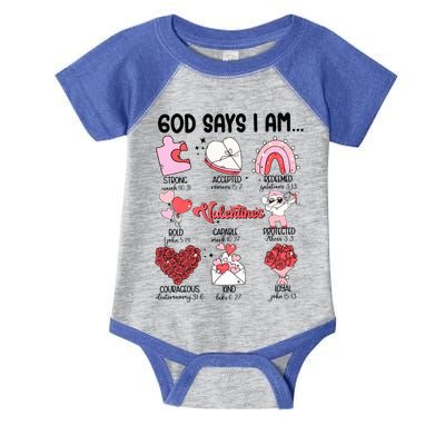 Retro God Says I Am Christian Valentines Day Self Love Gift Infant Baby Jersey Bodysuit