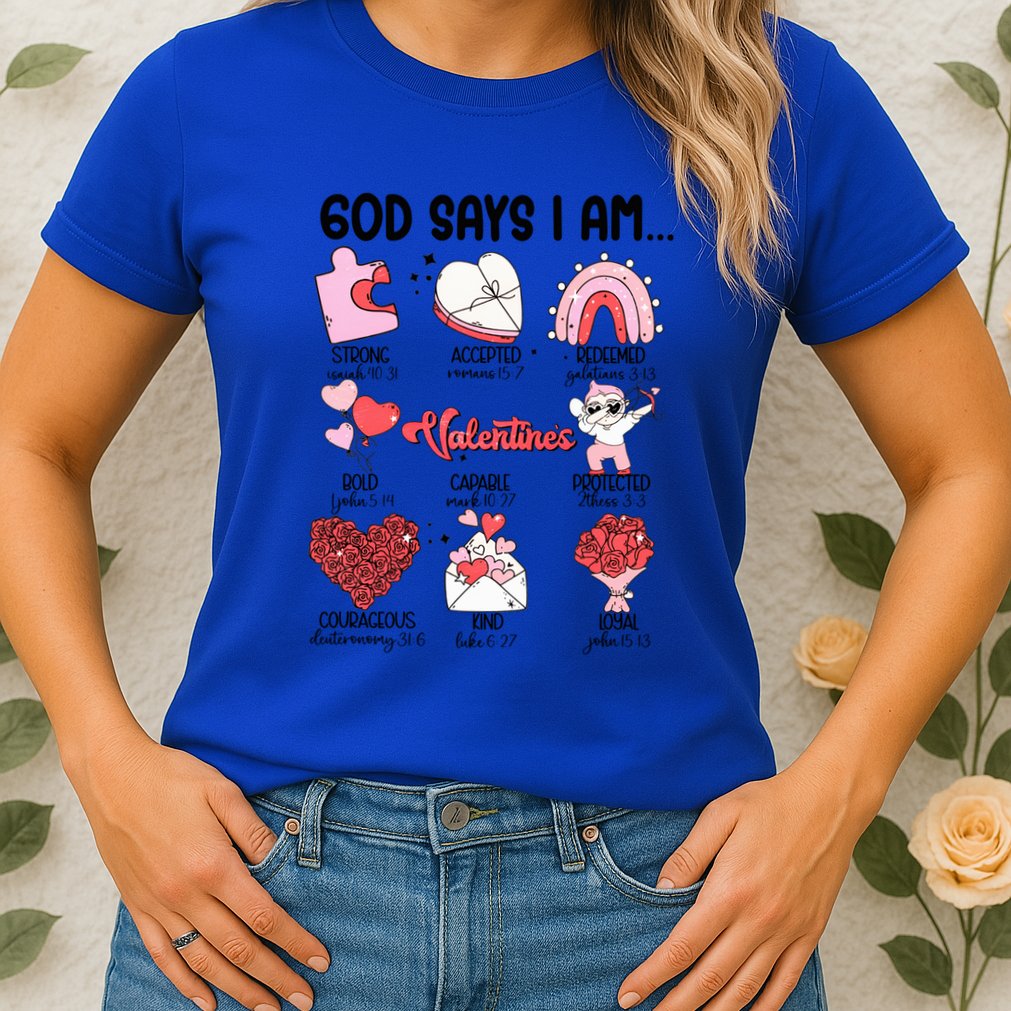 Retro God Says I Am Christian Valentines Day Self Love Gift Womens T-Shirt