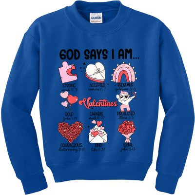 Retro God Says I Am Christian Valentines Day Self Love Gift Kids Sweatshirt