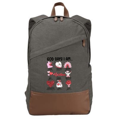Retro God Says I Am Christian Valentines Day Self Love Gift Cotton Canvas Backpack